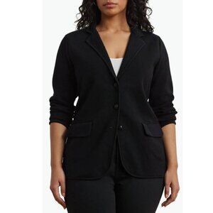 Lauren Ralph Lauren Combed Cotton Blazer knit sweater jacket crest buttons